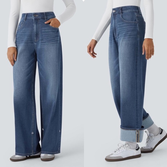 HALARA Pants - Halara high waisted adjustable hem wide leg jeans